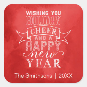 Ik wens u feestdag   Rode Waterverf Sticker