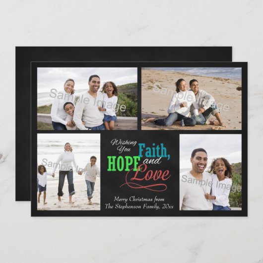 Ik wens u geloof, hoop en liefde feestdagenkaart (Voorkant / Achterkant)