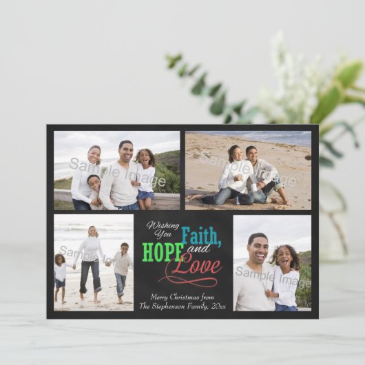 Ik wens u geloof, hoop en liefde feestdagenkaart (Staand voorkant)