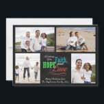 Ik wens u geloof, hoop en liefde feestdagenkaart<br><div class="desc">Deel uw inspirerend groet van Faith,  Hope en Love dit vakantieseizoen met deze faux houtskool grijze krijtbordstijl achtergrond met kleurrijk rood,  groen en blauw typografisch ontwerp. Een grote familiegroet voor schoolgaande kinderen of iedereen in handgemaakte uitziende stijlen.</div>