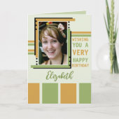 Ik wens u geluk met uw verjaardagsfoto groen goud kaart (Voorkant)