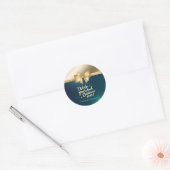 Ik wens u het beste kerstfeest ooit gouden Bow Gre Ronde Sticker (Envelop)