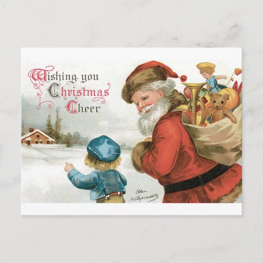 Ik wens u kerstcadeau van Ellen Clapsaddle Briefkaart (Voorkant)