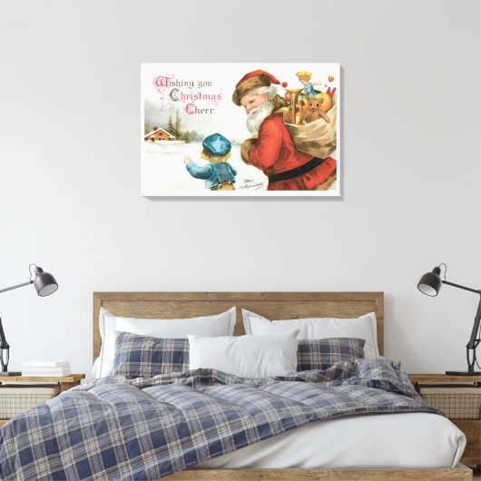Ik wens u kerstcadeau van Ellen Clapsaddle Canvas Afdruk (Insitu (Slaapkamer))