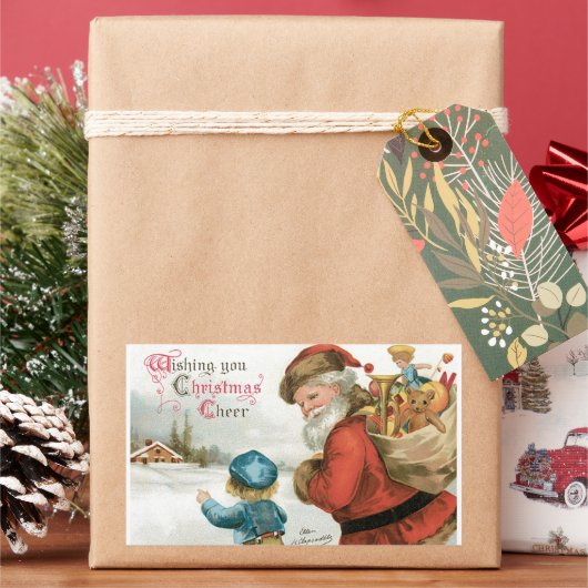 Ik wens u kerstcadeau van Ellen Clapsaddle Rechthoekige Sticker (Feestdagen)