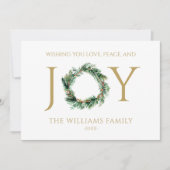 Ik wens u liefde vrede en vreugde gouden kerst feestdagenkaart (Voorkant)