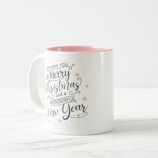 Ik wens u prettige kerstdagen tweekleurige koffiemok (Voorkant links)