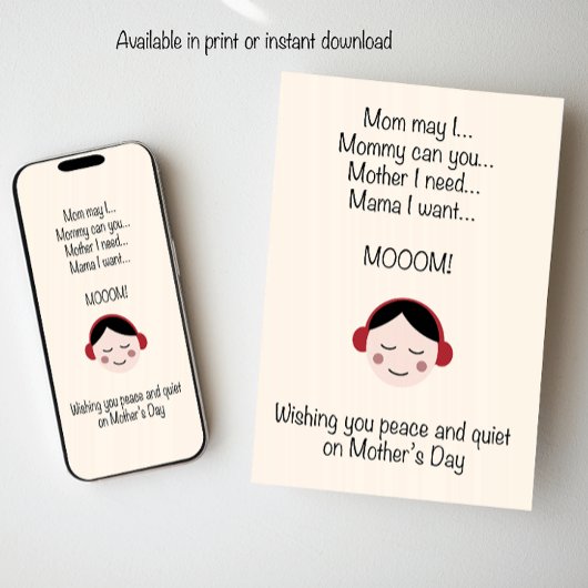 Ik wens u rust en stilte op Moederdag Feestdagenkaart