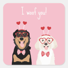 Ik wens u Valentijn Dog Rottweiler Maltipoo Puppy Vierkante Sticker