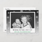 Ik wens u vrede, liefde en vreugde met de kerstkaa briefkaart (Voorkant / Achterkant)