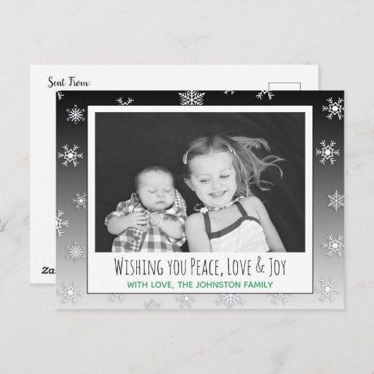 Ik wens u vrede, liefde en vreugde met de kerstkaa briefkaart (Voorkant / Achterkant)