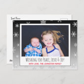 Ik wens u vrede, liefde en vreugde met de kerstkaa briefkaart (Voorkant / Achterkant)