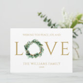 Ik wens u vrede, vreugde en liefde voor gouden ker feestdagenkaart (Staand voorkant)