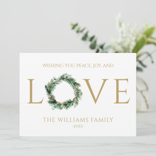 Ik wens u vrede, vreugde en liefde voor gouden ker feestdagenkaart (Staand voorkant)