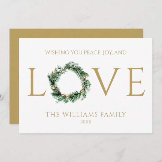 Ik wens u vrede, vreugde en liefde voor gouden ker feestdagenkaart (Voorkant / Achterkant)