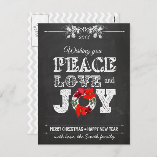 Ik wens u vredesliefde en Joy Feestdagenkaart (Voorkant / Achterkant)