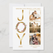 Ik wens u vredesliefde en vreugde met drie foto's  feestdagenkaart (Voorkant)