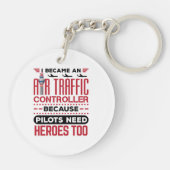 Ik werd een luchtverkeersleider Funny Heroes Sleutelhanger (Achterkant)