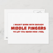 Ik werd niet geboren met genoeg middenvingers briefkaart (Voorkant / Achterkant)
