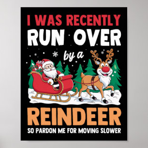 Ik werd onlangs overreden door een rendier Kerstmi Poster