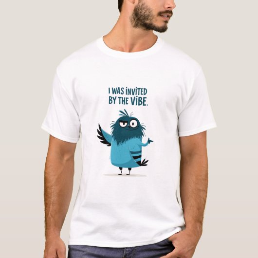 Ik werd uitgenodigd door de sfeer Grappige Blauwe T-shirt (Voorkant)