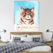 Ik werd verliefd op een lieve kitten (ik zelf) canvas afdruk (Insitu (Slaapkamer))