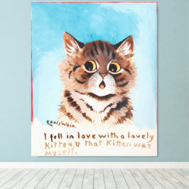Ik werd verliefd op een lieve kitten (ik zelf) canvas afdruk