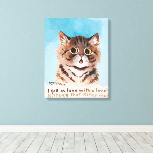 Ik werd verliefd op een lieve kitten (ik zelf) canvas afdruk (Insitu (Houten vloer))