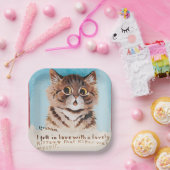 Ik werd verliefd op een lieve kitten (ik zelf) papieren bordje (Feest)