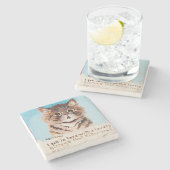 Ik werd verliefd op een lieve kitten (ik zelf) stenen onderzetter (Zijkant)