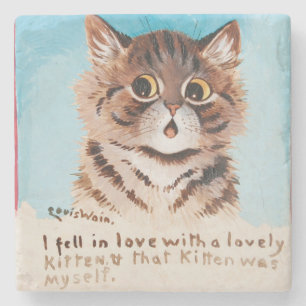 Ik werd verliefd op een lieve kitten (ik zelf) stenen onderzetter