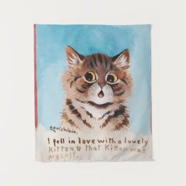 Ik werd verliefd op een lieve kitten (ik zelf) wandkleed