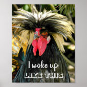 Ik werd wakker zoals deze kip met slecht haar meme poster (Voorkant)
