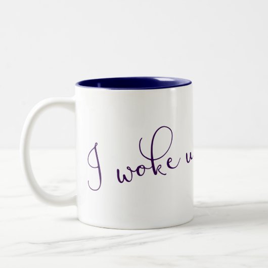 Ik werd zo wakker tweekleurige koffiemok (Links)