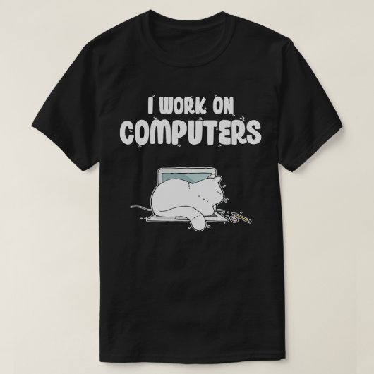 Ik werk aan computercomputer om de informatietechn t-shirt (Design voorkant)
