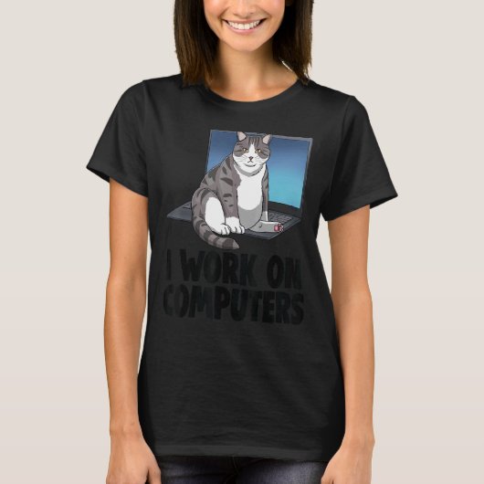 Ik werk aan computerkattekatten Kitten T-shirt (Voorkant)