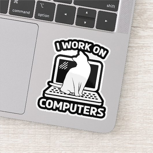 Ik Werk Aan Computers Grappige Kat Sticker (Detail)