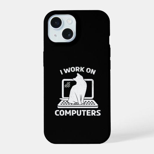Ik Werk Aan Computers Grappige Kattenliefhebber iPhone 15 Case (Achterkant)