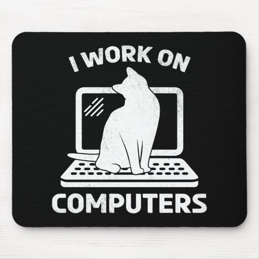 Ik Werk Aan Computers Grappige Kattenliefhebber Muismat (Voorkant)
