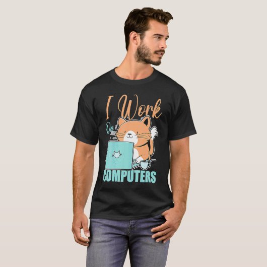 Ik Werk Aan Computers Kat Kat Programmeur Codere T-shirt (Voorkant volledig)