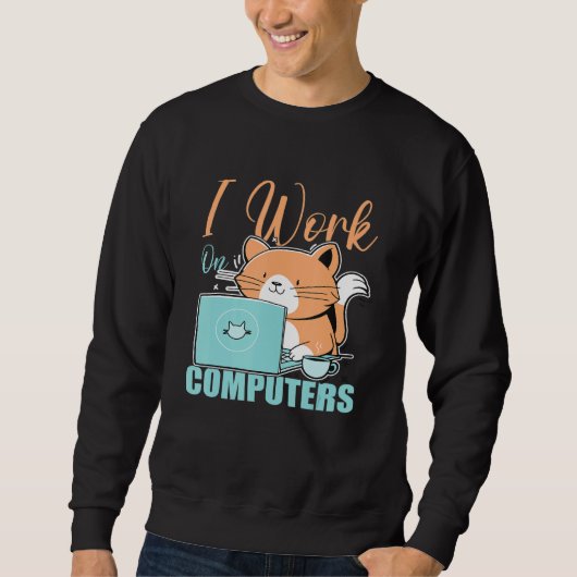 Ik Werk Aan Computers Kat Kat Programmeur Codere Trui (Voorkant)