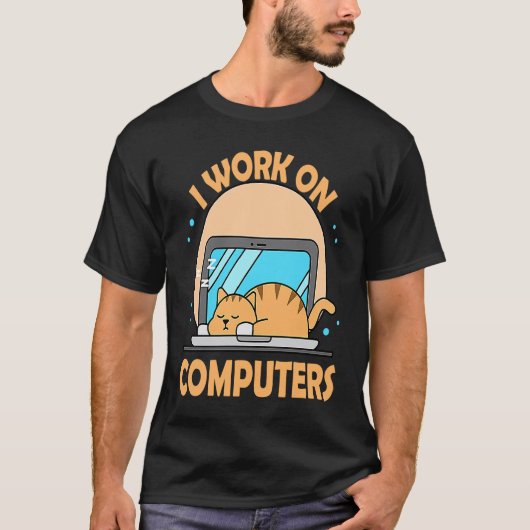 Ik Werk Aan Computers Kat Technische Ondersteuning T-shirt (Voorkant)
