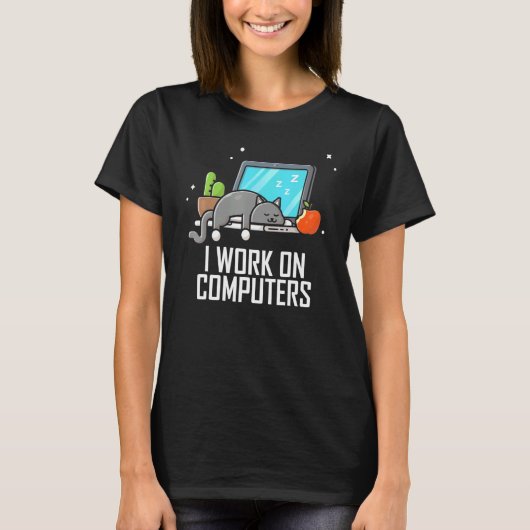 Ik werk aan computers om de technische coderingska t-shirt (Voorkant)