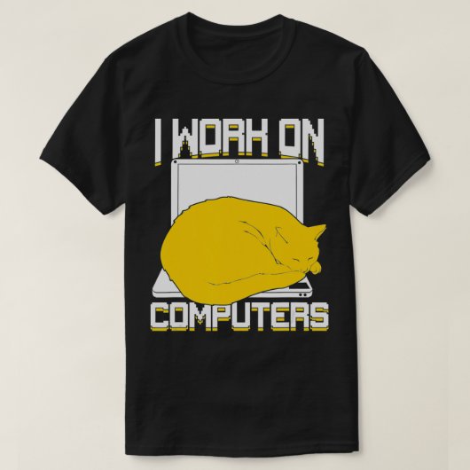 Ik werk aan een computerkat t-shirt (Design voorkant)