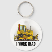 Ik werk hard Bulldozer Dozer Sleutelhanger (Voorkant)