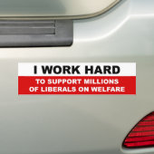 Ik werk hard bumpersticker (Op auto)
