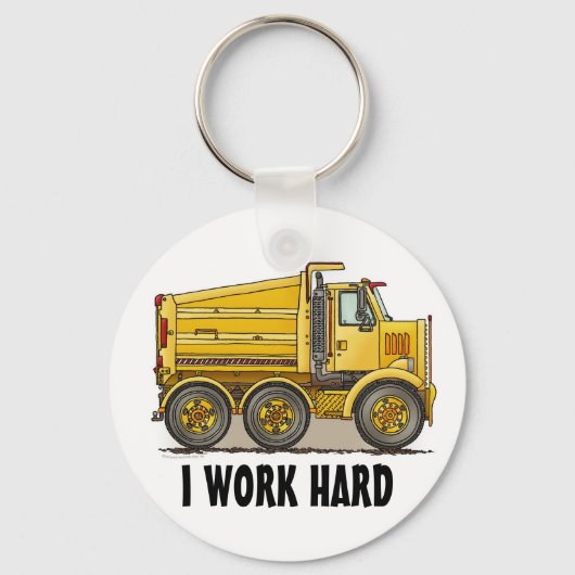 Ik werk hard Dump Truck Sleutelhanger (Voorkant)