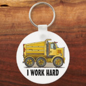 Ik werk hard Dump Truck Sleutelhanger (Voorkant)
