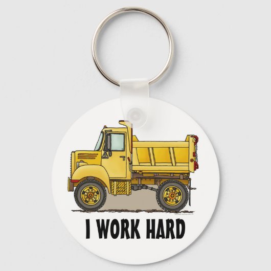 Ik werk hard Dump Truck Sleutelhanger (Voorkant)