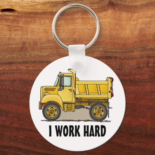Ik werk hard Dump Truck Sleutelhanger (Voorkant)